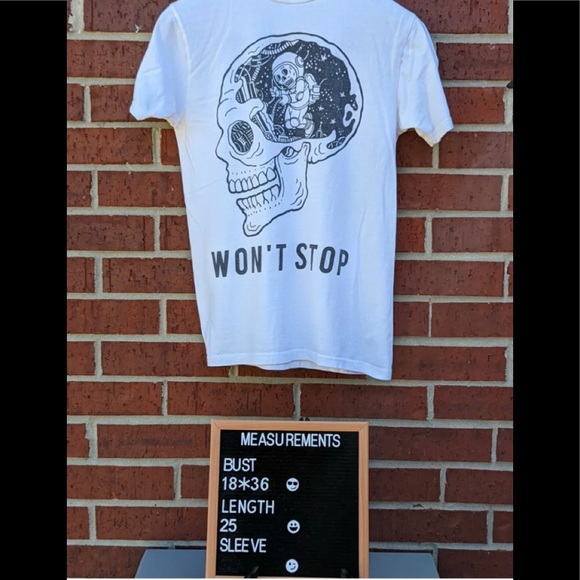 Adult Eighty Eight White Skull Space Astronaut WON'T STOP T-Shirt Size Small - Picture 1 of 6
